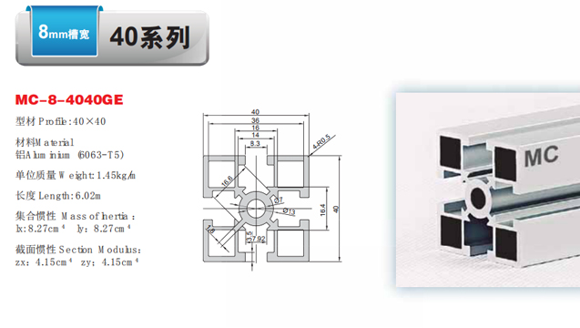 南京美誠鋁業(yè)國標4040型材